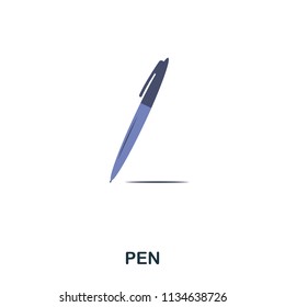 Pen flat icon. Premium style flat icon design. UI. Illustration of pen flat icon. Pictogram isolated on white. Ready to use in web design, apps, software, print