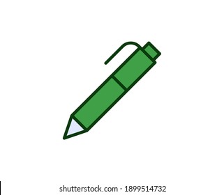 Icono de pluma plana. Símbolo de esquema único de alta calidad para diseño web o aplicación móvil.  Señales de línea delgada para el logotipo de diseño, tarjeta de visita, etc. Pictograma de contorno EPS10