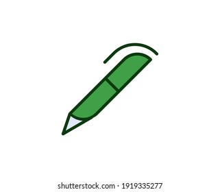 Icono de pluma plana. Símbolo de esquema único de alta calidad para diseño web o aplicación móvil.  Señales de línea delgada para el logotipo de diseño, tarjeta de visita, etc. Pictograma de contorno EPS10