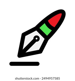 Icono plano de pluma. suministros para la escuela, el trabajo y el negocio. adecuado para interfaces, Sitios web, UI y App móviles.
