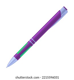 Pen flat illustration. School writing tool, ink pen on white background. School, writing materials or stationery concept
