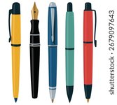 pen flat vector illustration isolated on white background