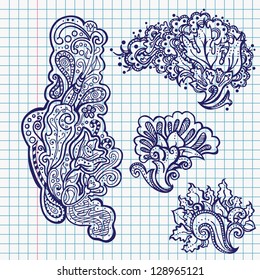 pen floral ornaments in school notebook