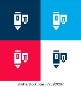Pen four color material and minimal icon logo set in red and blue