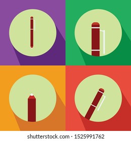 Pen Four Color Minimalist Flat Icon Logo Vector Illustration with Different Style