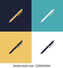 Pen Four Color Minimalist Icon Logo Set in Elegant Color