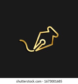 pen, freeform gold icon. Vector illustration of golden dark background