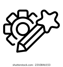 Pen gear icon outline vector. Culture vision. Trust statement