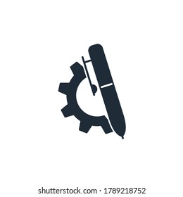 Una pluma y equipo. Icono del vector aislado en fondo blanco.