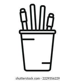 Pen glass icon outline vector. Write paper. Hand text