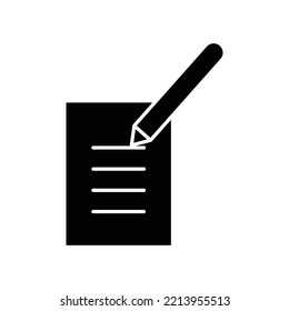 Pen glyph icon illustration with notes. icon illustration related to write. Simple vector design editable.