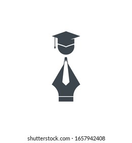pen and graduated students Icon Vector. Education Logo Template. student with pencil icon. educational symbol