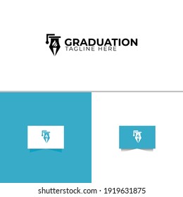 Plantilla de diseño de logotipo de graduación de lápiz