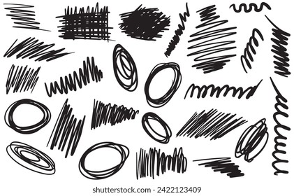 Graffiti de la pluma El marcador de la marca de la marca de la marca de la marca de la marca de la aleta araña garabatos en estilo dibujado a mano. Dibujar formas en negrita. Dardos de tiza curvados de garabato. Resalta las líneas de dibujo de la línea de zigzag de la línea de dibujo del zigzag. Comprobar líneas redondeadas