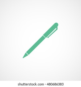 Pen Green Flat Icon On White Background