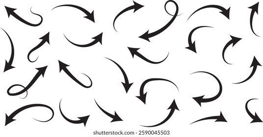 Pen hand drawn arrows set _black