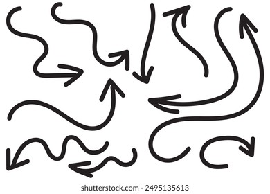 Pen hand drawn arrows set_ black