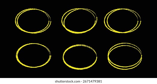  handgezeichnete Doodle-Markierungen, roter Kreis und ovaler Strichsatz. Umriss roter Zeichnungslinien-Clipart-Symbol