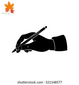 Pen in hand icon. Simple illustration.