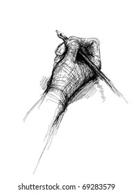 Pen in hand  / realistic sketch (not auto-traced)