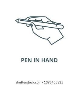 Pen in hand vector line icon, linear concept, outline sign, symbol