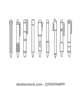 pen handrawn doodle illustrations vector set