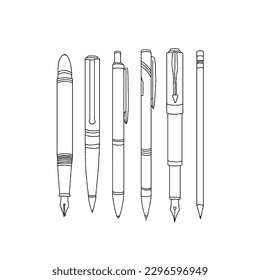 pen handrawn doodle illustrations vector set