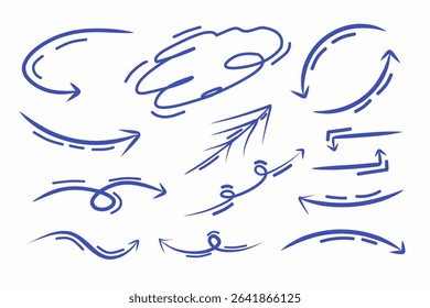 Pen handwritten arrow set vector illustration