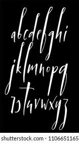 Pen handwritten vector alphabet. Modern calligraphy, lowercase letters. Vector illustration