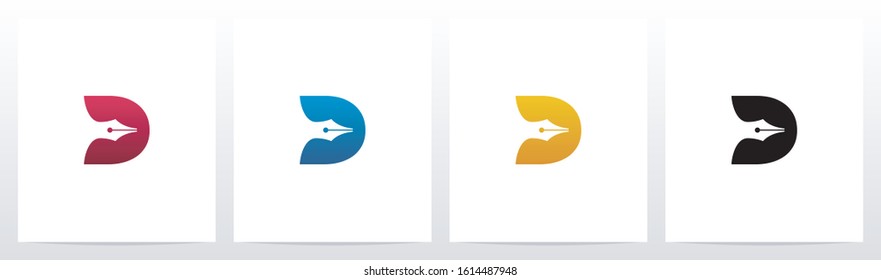 Pen Head On Letter Logo Design D