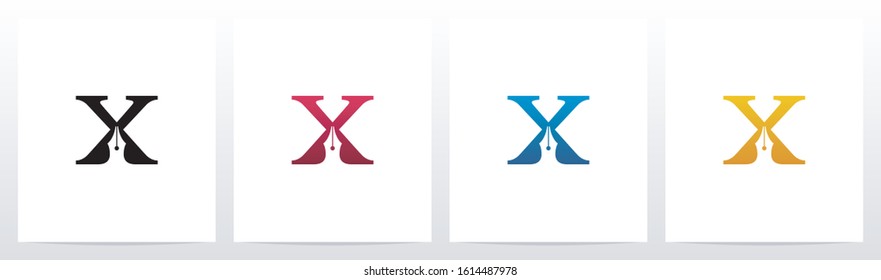 Pen Head On Letter Logo Design X