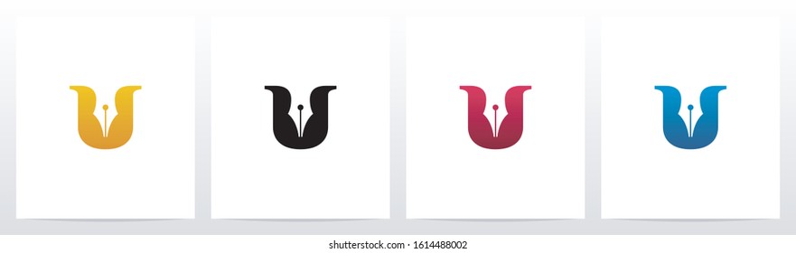 Pen Head On Letter Logo Design U