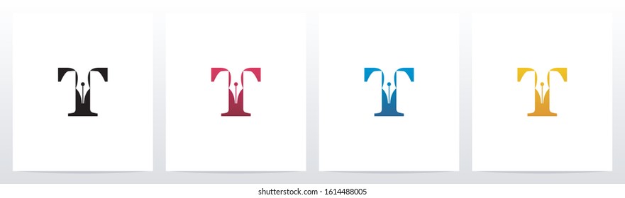 Pen Head On Letter Logo Design T