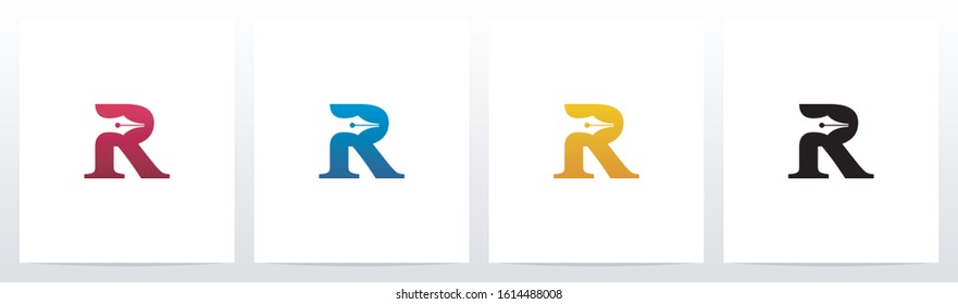 Pen Head On Letter Logo Design R