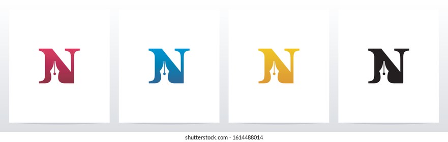 Pen Head On Letter Logo Design N