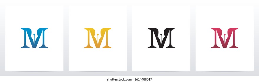 Pen Head On Letter Logo Design M