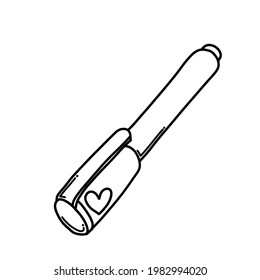 Pen with heart Doodle vector icon. Drawing sketch illustration hand drawn cartoon line.