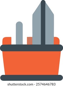 Pen Holder Design Icon Representing Office Supplies, Ideal for Business Environment Concepts