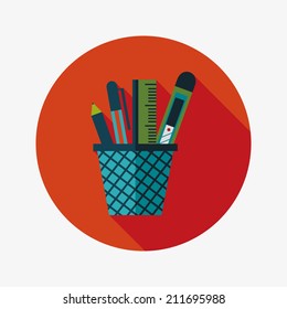Pen Holder flat icon with long shadow,eps10