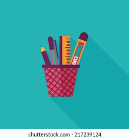 Pen Holder flat icon with long shadow,eps10