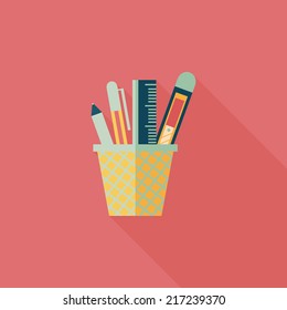 Pen Holder flat icon with long shadow,eps10