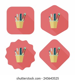Pen Holder flat icon with long shadow,eps10
