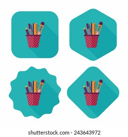 Pen Holder flat icon with long shadow,eps10