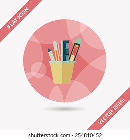 Pen Holder flat icon with long shadow,eps10