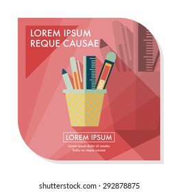 Pen Holder flat icon with long shadow,eps10