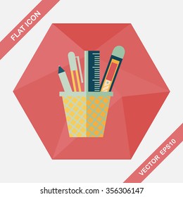Pen Holder flat icon with long shadow,eps10