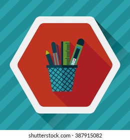 Pen Holder flat icon with long shadow,eps10