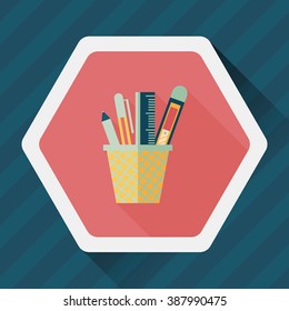 Pen Holder flat icon with long shadow,eps10