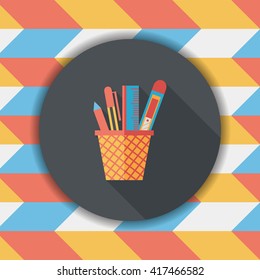 Pen Holder flat icon with long shadow,eps10