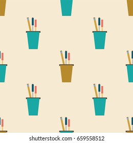 Pen holder seamless pattern illustration.